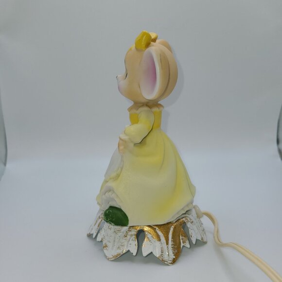 Rare Vintage Hand Painted Porcelain Mouse Night Lite Portable Lamp - Picture 4 of 9